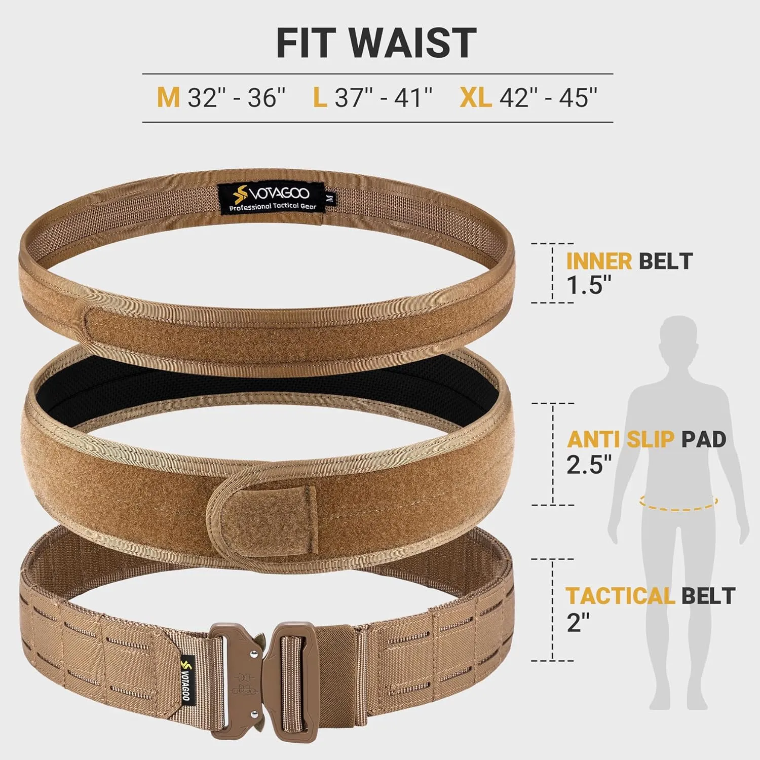 Tactical Battle Belt with Quick Release Buckle MOLLE System, Heavy Duty Gun Holster Belt