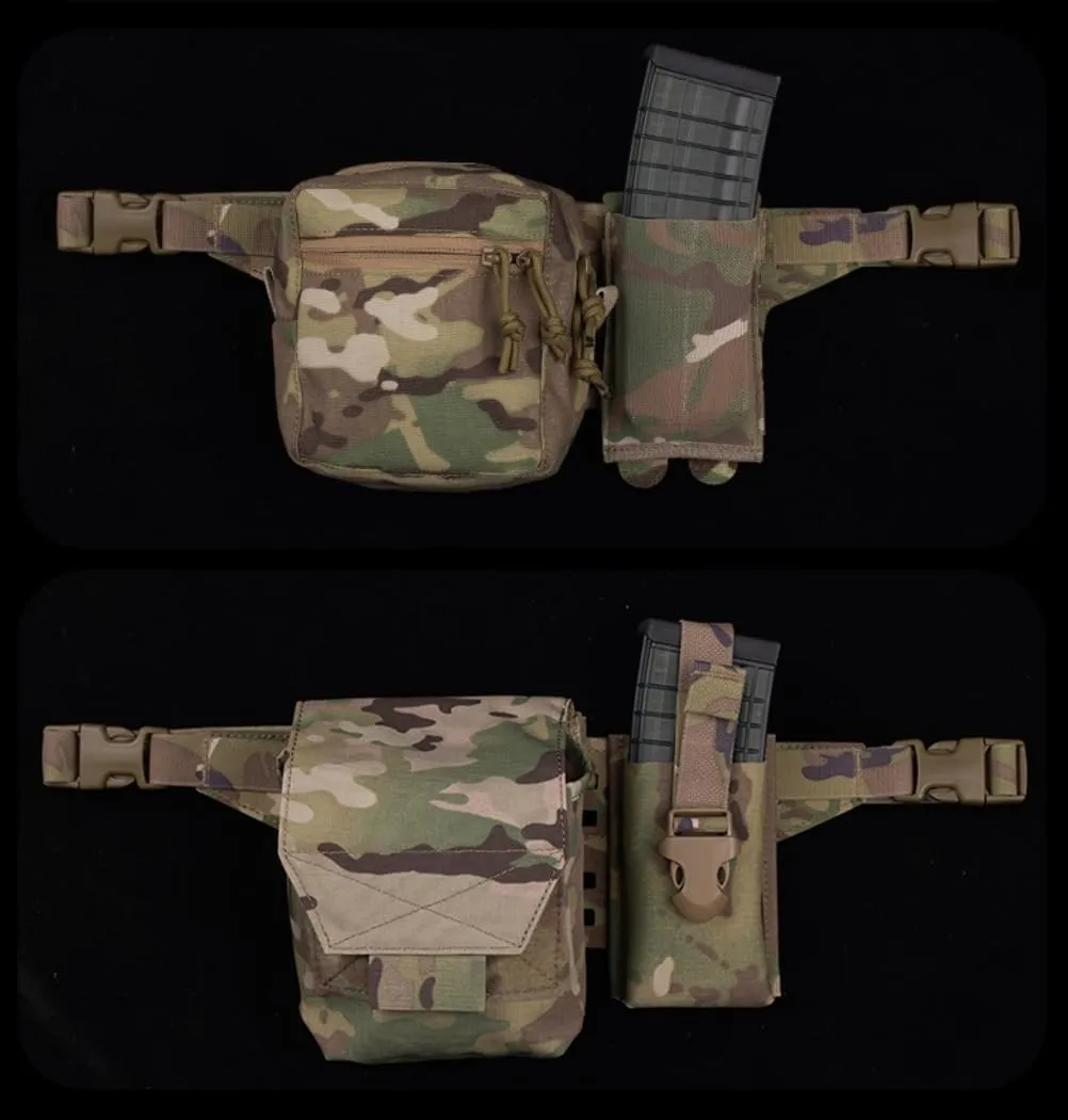 Tactical Fanny Sub Load Adapter Panel (Slap) 6 Slot MOLLE Wide Fanny Pack Admin Pouch Mounting Waist Belt Hunting Accessories