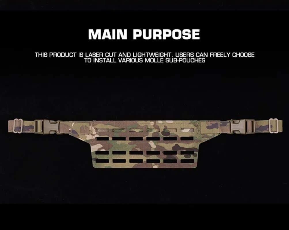 Tactical Fanny Sub Load Adapter Panel (Slap) 6 Slot MOLLE Wide Fanny Pack Admin Pouch Mounting Waist Belt Hunting Accessories