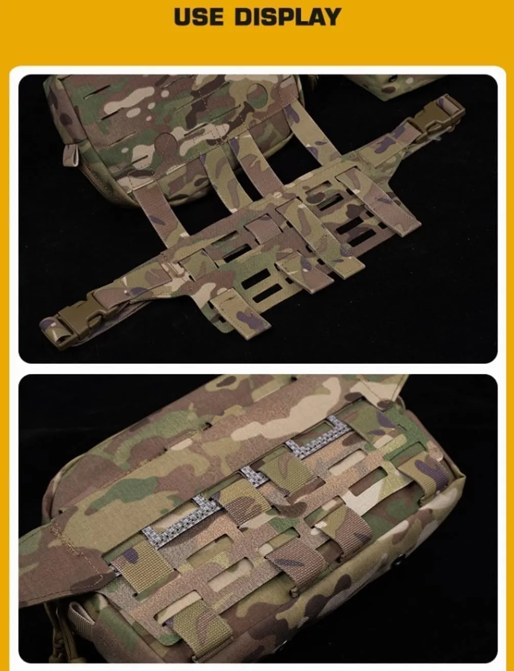 Tactical Fanny Sub Load Adapter Panel (Slap) 6 Slot MOLLE Wide Fanny Pack Admin Pouch Mounting Waist Belt Hunting Accessories