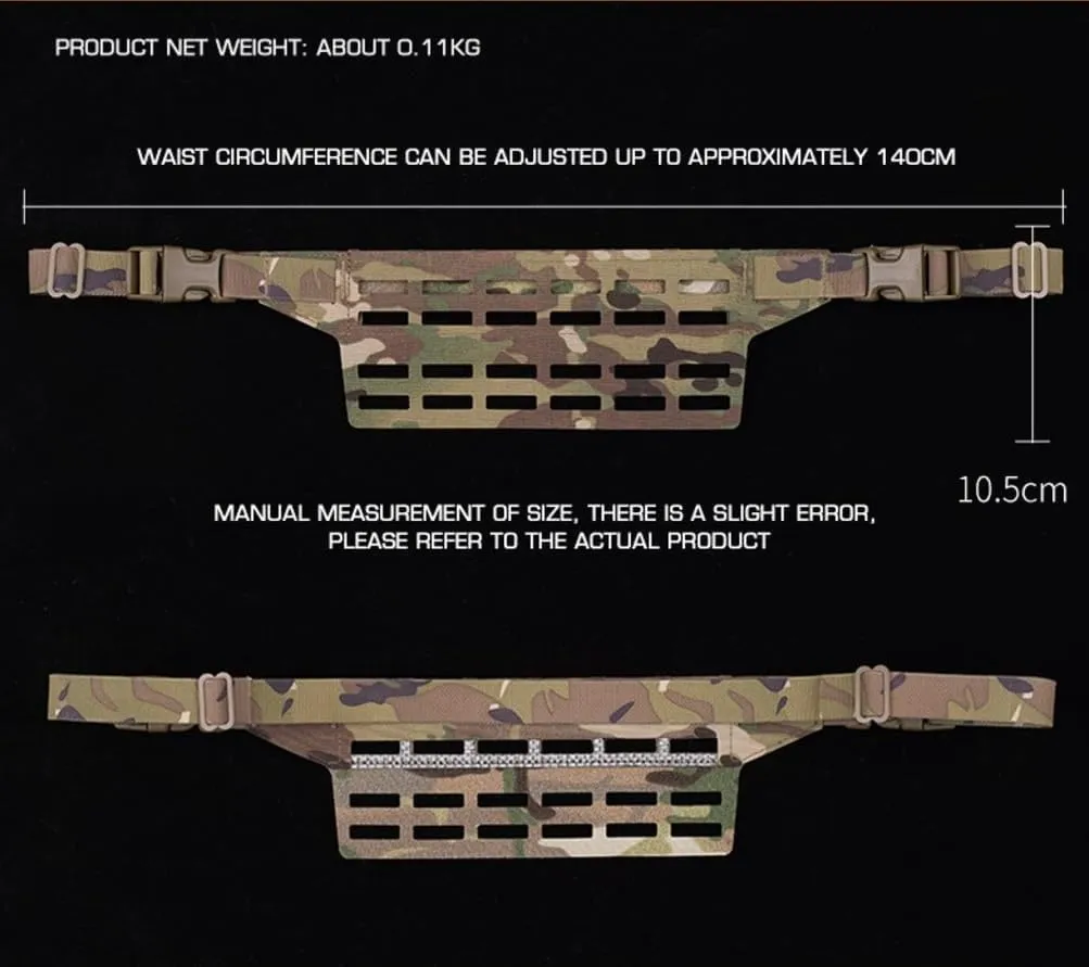 Tactical Fanny Sub Load Adapter Panel (Slap) 6 Slot MOLLE Wide Fanny Pack Admin Pouch Mounting Waist Belt Hunting Accessories
