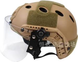 Tactical MICH Fast Helmet, with Clear Riot Visor Face Shield Sliding Goggles, Side Rail & NVG MountFor Airsoft Paintball CS War Games Outdoor Sports