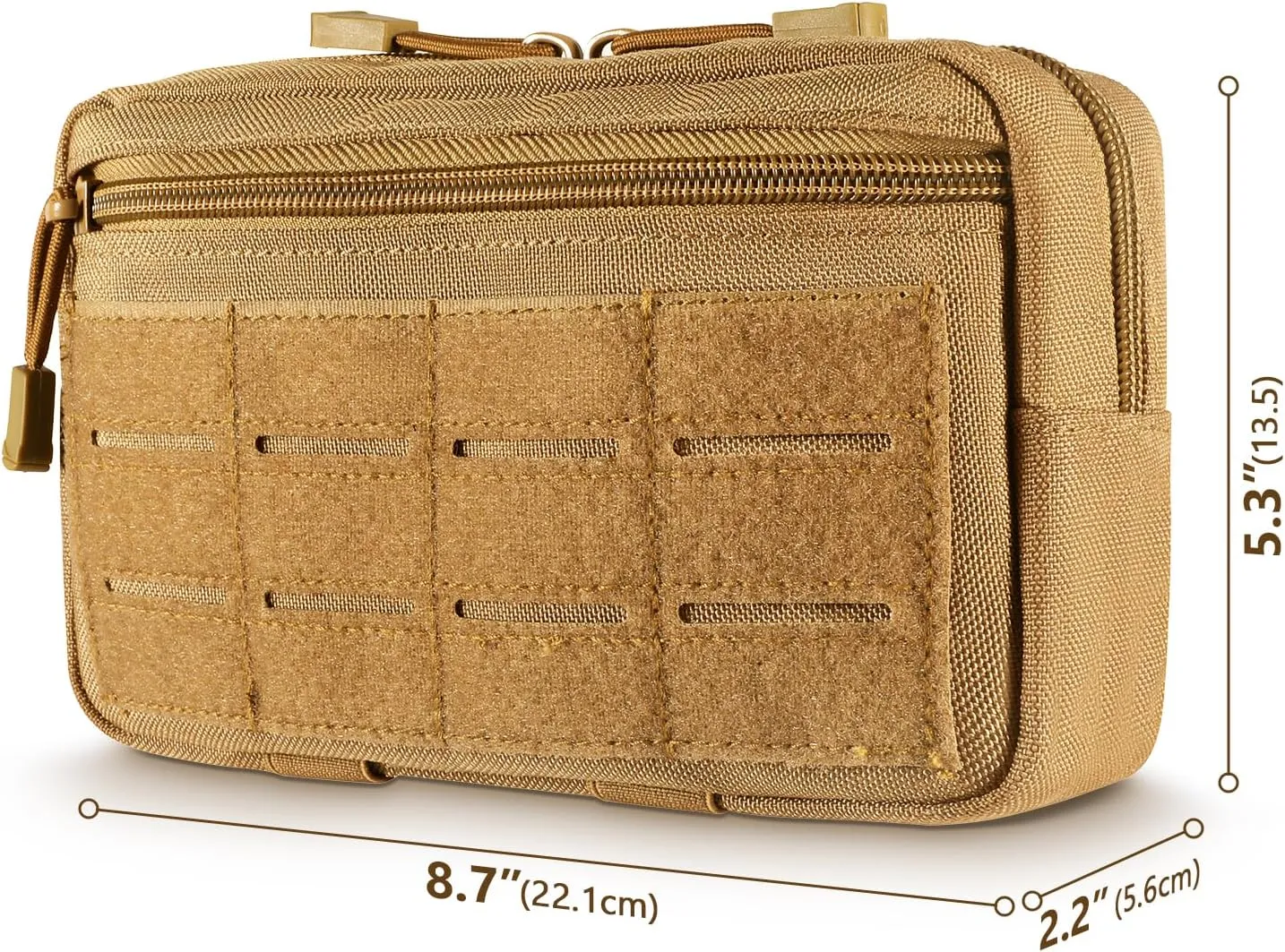 Tactical Molle Admin Pouch Utility Laser Cut EDC Tool Pouch Bag Horizontal Modular Pouches Include US Flag Patch and Keychain
