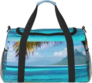 Tahiti Beach Print Travel Hand Travel Bag Weekender Overnight Carry On Tote Foldable Crossbody Bag