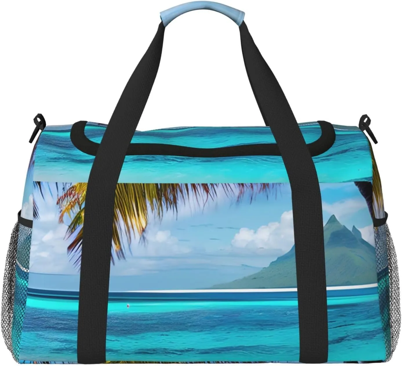 Tahiti Beach Print Travel Hand Travel Bag Weekender Overnight Carry On Tote Foldable Crossbody Bag