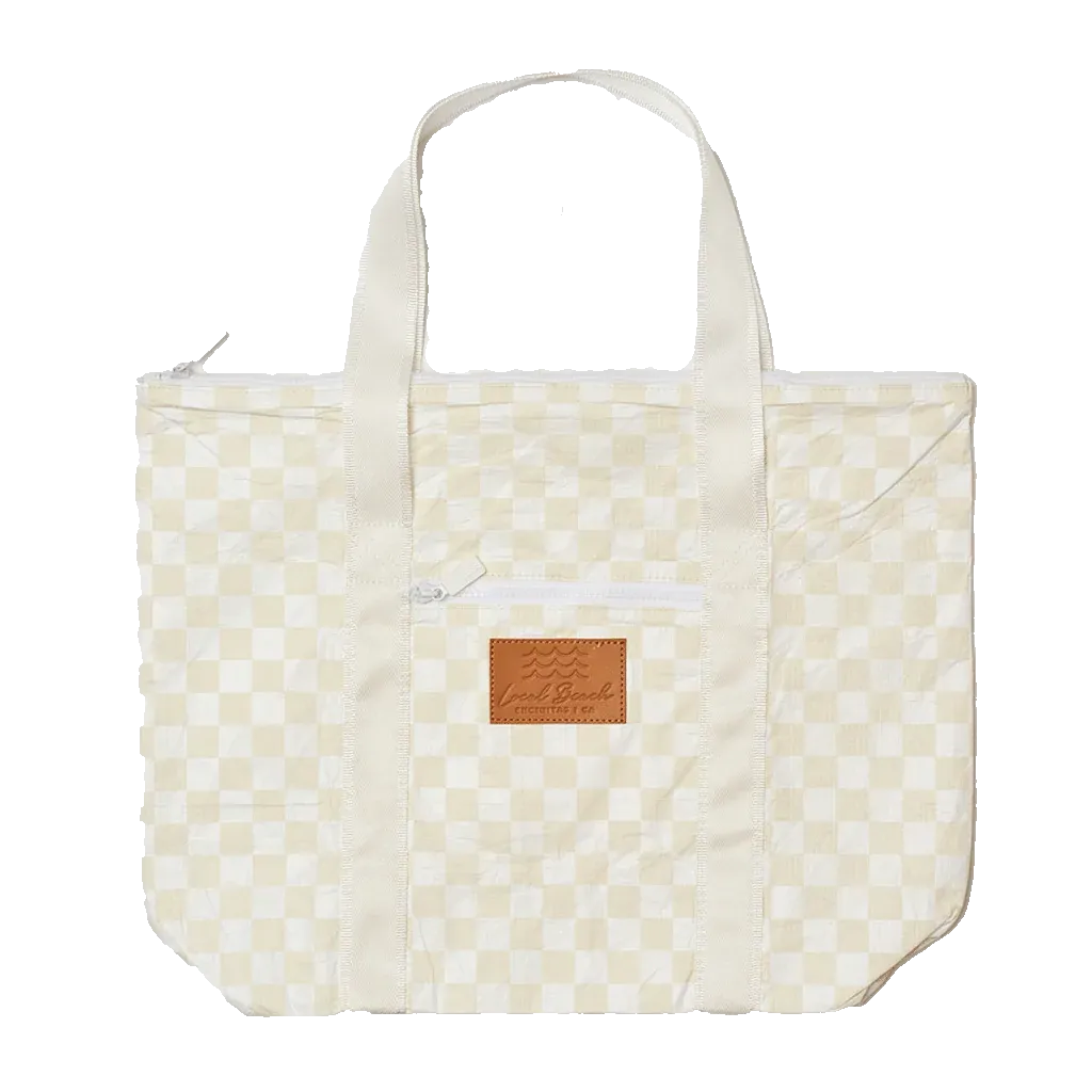Tan Checkered Splash Proof Tote