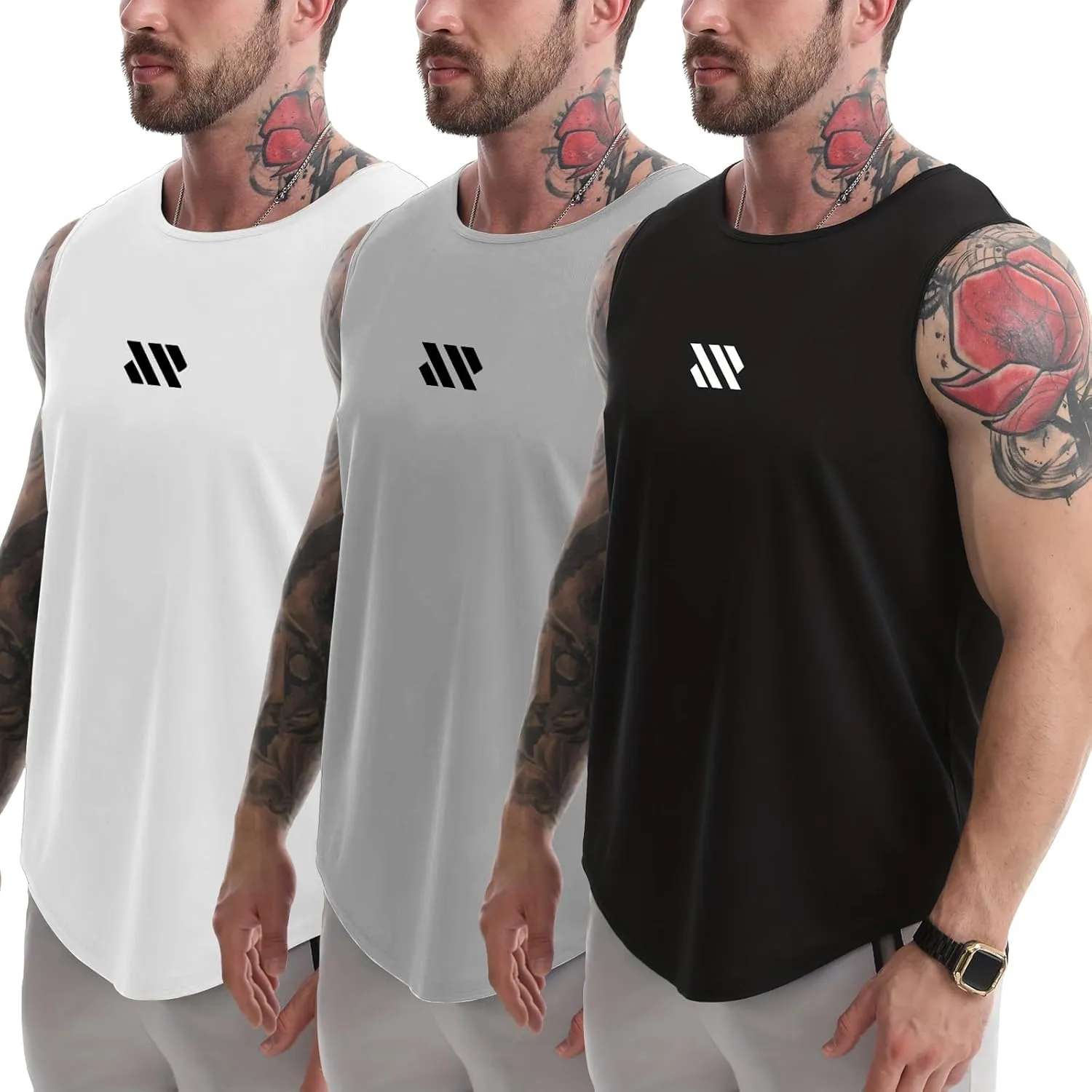 Tank Tops Men's 3 Pack Muscle Shirts Sleeveless Dry Fit Gym Workout Tank Top Mesh Material Quick Dry Athletic Running