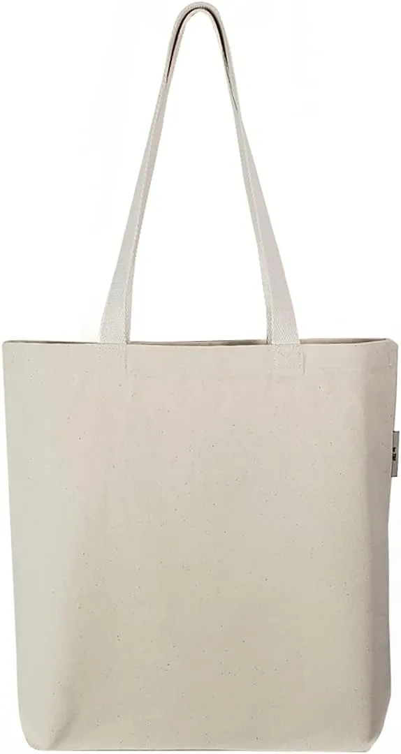 TBF 12 Pack Sturdy 100% Organic Canvas Tote Bags with Bottom Gusset - Organic Reusable Grocery Shopping Bags