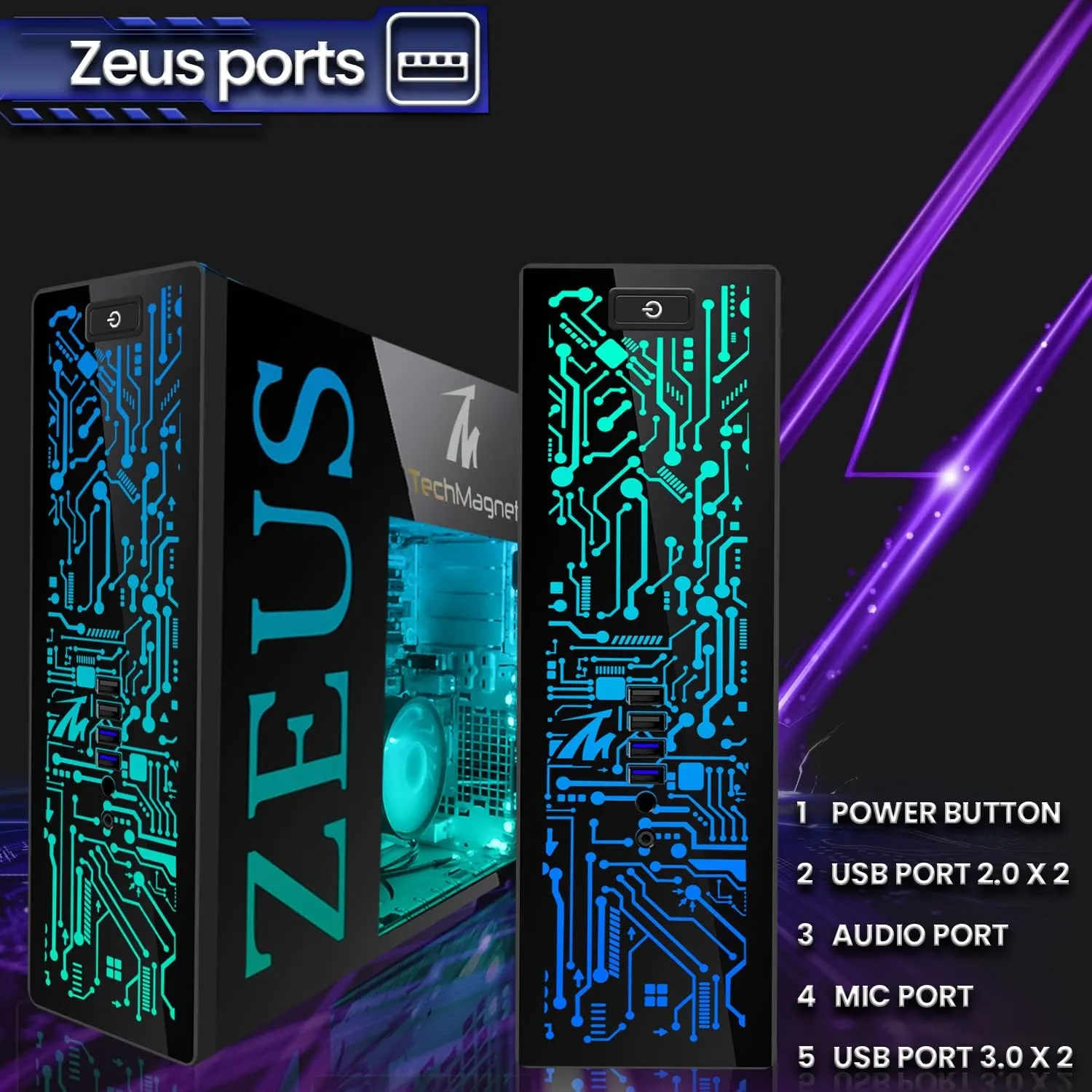 TechMagnet Gaming Desktop PC, Intel i7 6th Gen, Zeus Pro 6, GT 1030, 16GB RAM ARGB, 512GB SSD   2TB HDD, 24 Inch Monitor, Wi-Fi | Bluetooth Adapter, Webcam, RGB Kit, Windows 11 Pro (Renewed)