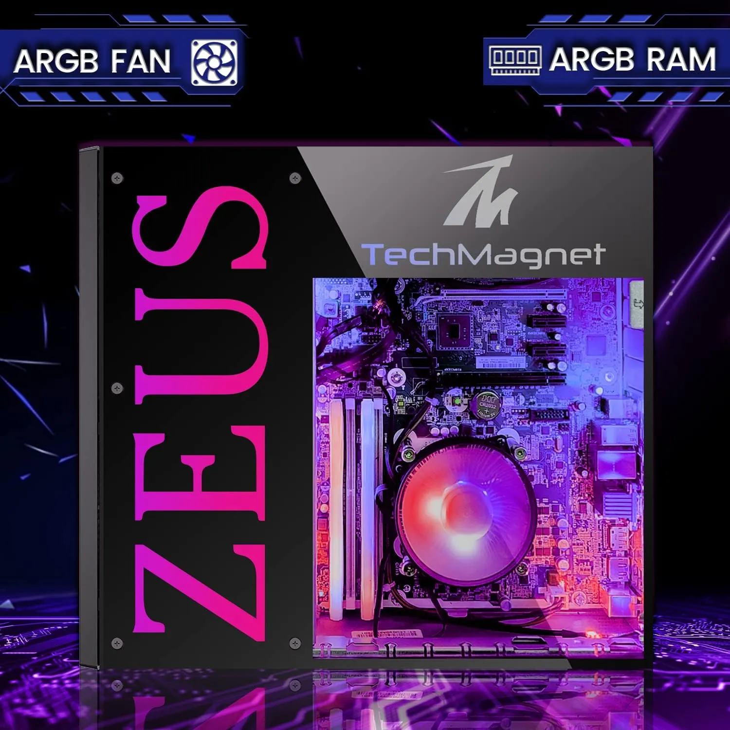 TechMagnet Gaming Desktop PC, Intel i7 6th Gen, Zeus Pro 6, GT 1030, 16GB RAM ARGB, 512GB SSD   2TB HDD, 24 Inch Monitor, Wi-Fi | Bluetooth Adapter, Webcam, RGB Kit, Windows 11 Pro (Renewed)
