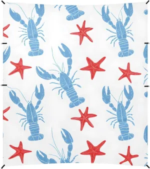 Tents Beach Tent with Sand Anchor, Blue Lobster Red Stars Pattern Portable Canopy Sunshade - 9' x 10' - Sandbags & Reinforced Corners & Stability Poles Sun Shelter Outdoor Camping