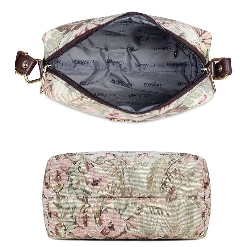 THE CLOWNFISH Combo Of Adelina Series Sling for Women Crossbody Bag for College Girls Lorna Tapestry Fabric & Faux Leather Handbag Sling Bag for Women (Flax)