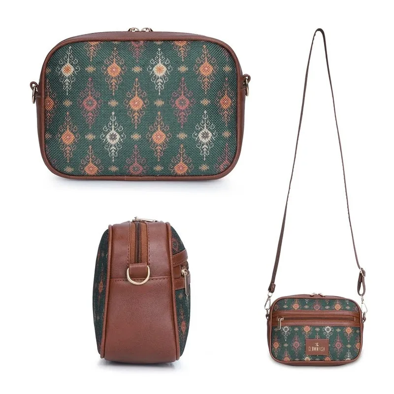 THE CLOWNFISH Nyra Polyester Crossbody Sling Bag For Women Casual Party Bag Purse With Adjustable Shoulder Strap, Green