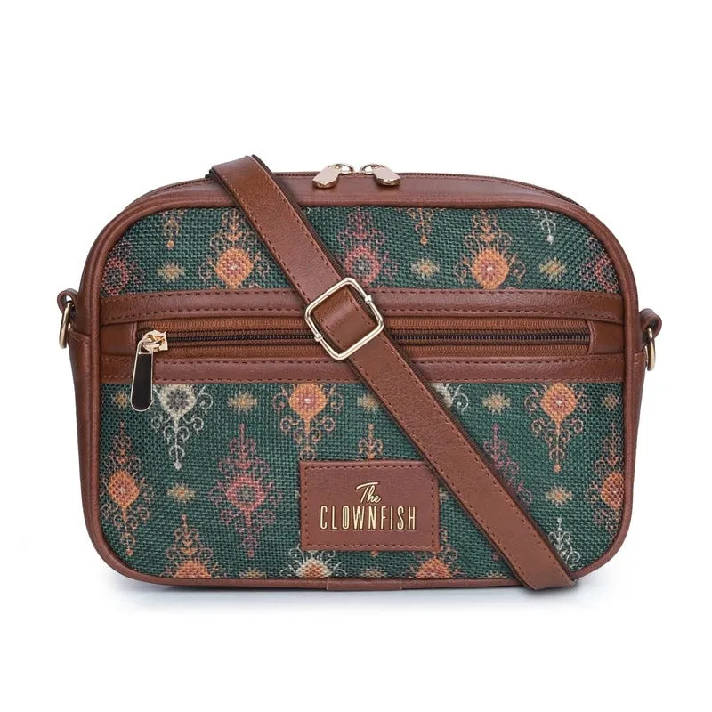 THE CLOWNFISH Nyra Polyester Crossbody Sling Bag For Women Casual Party Bag Purse With Adjustable Shoulder Strap, Green