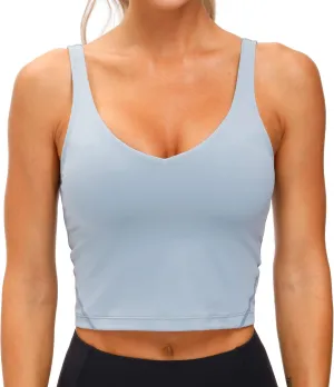 THE GYM PEOPLE Womens' Sports Bra Longline Wirefree Padded with Medium Support
