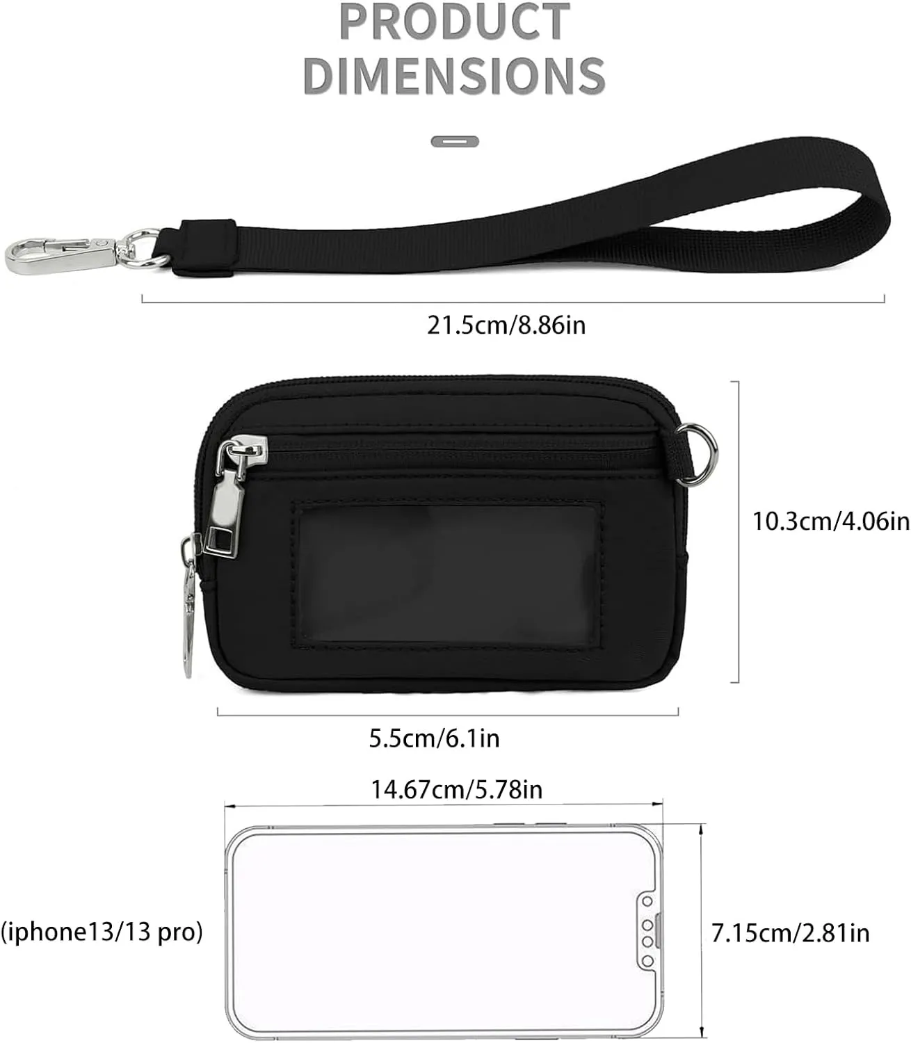 The Iris' Wallet, Women's Wristlet Handbags, Waterproof Nylon Keychain Wallet, Zip Card Case with ID Window (Pink)