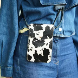 The Leather Cross Body Mobile Phone Bag (Animal print)