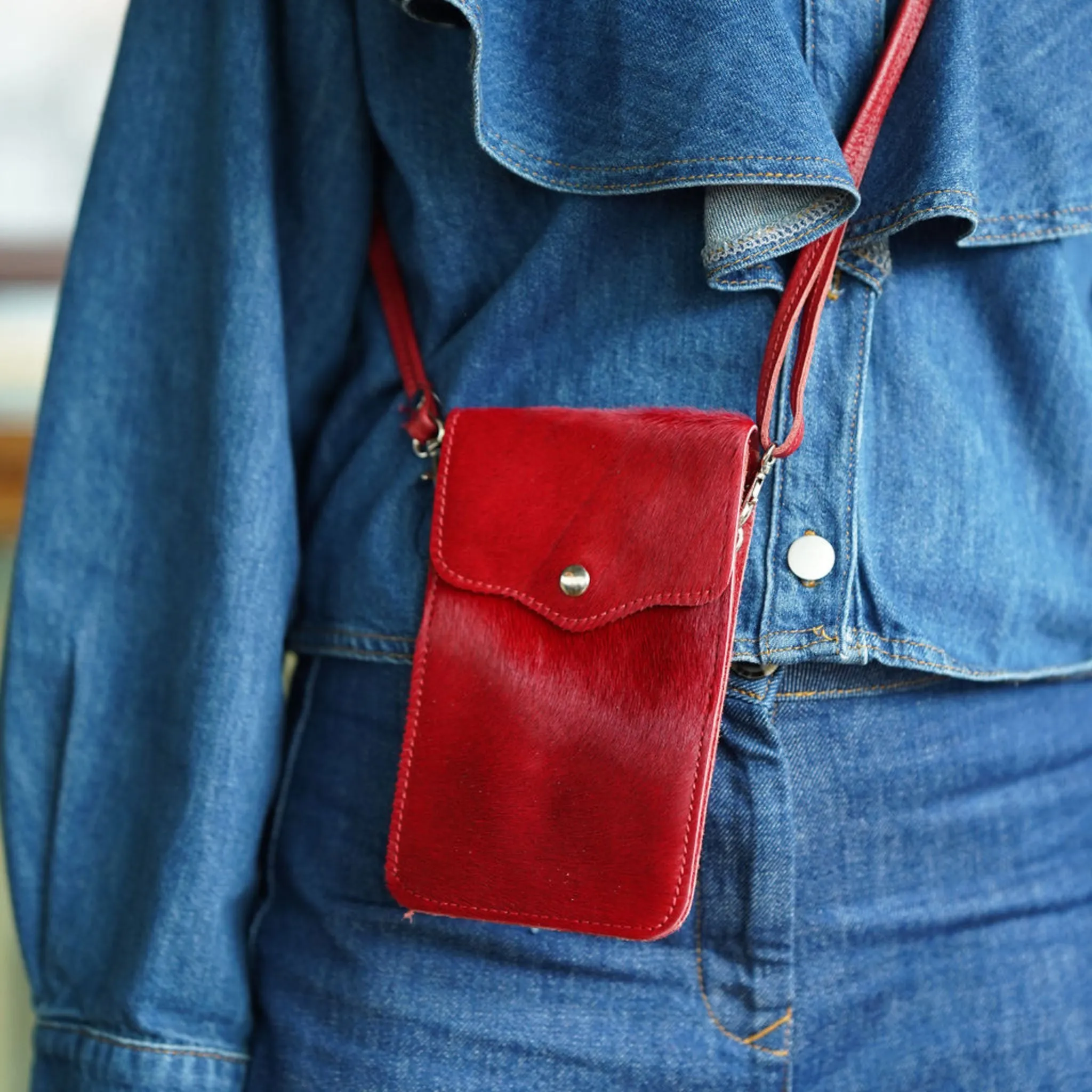 The Leather Cross Body Mobile Phone Bag (Animal print)