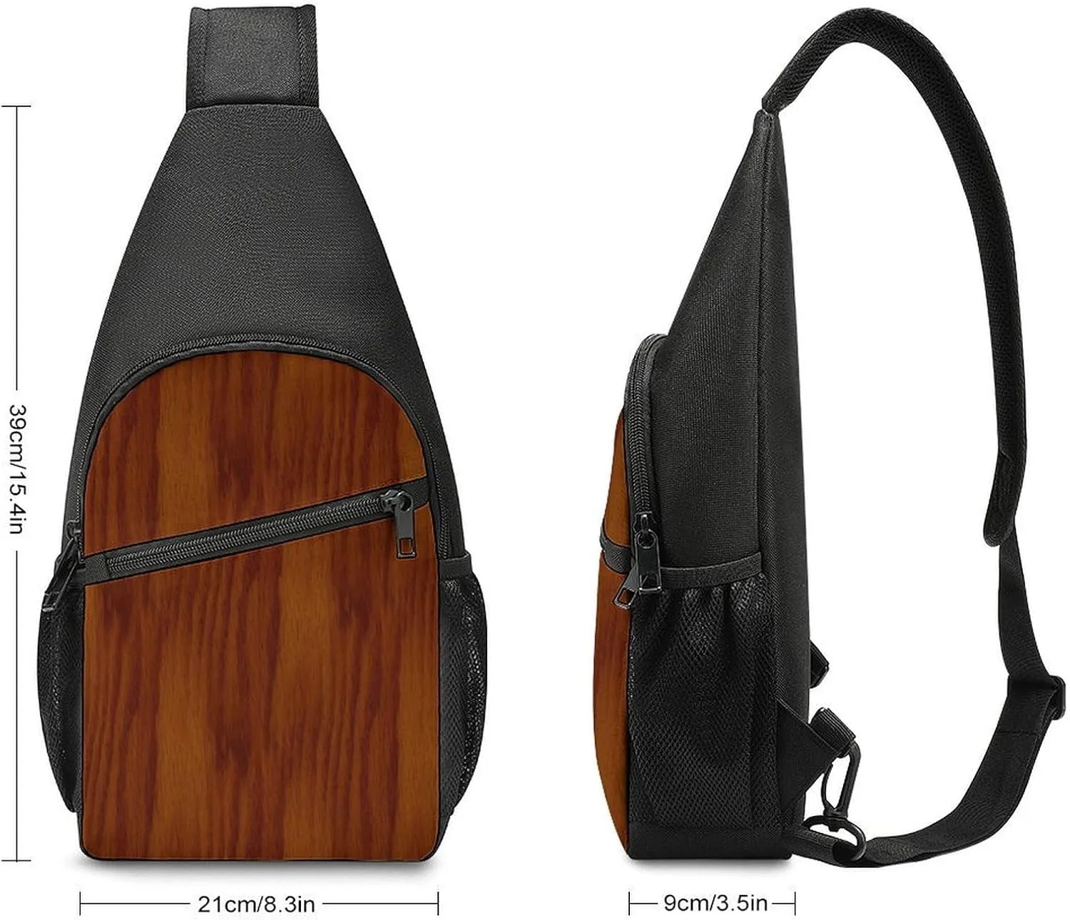 The Look of Warm Oak Wood Grain Texture Portable Chest Bag, Large Capacity Single Shoulder Chest Bag