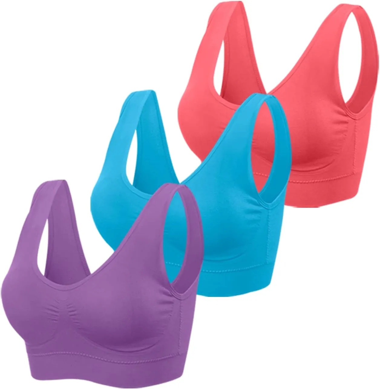 TOBWIZU Sports Bras for Women, Medium Support Yoga Gym Activewear Bras with Pocket
