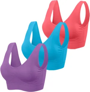 TOBWIZU Sports Bras for Women, Medium Support Yoga Gym Activewear Bras with Pocket