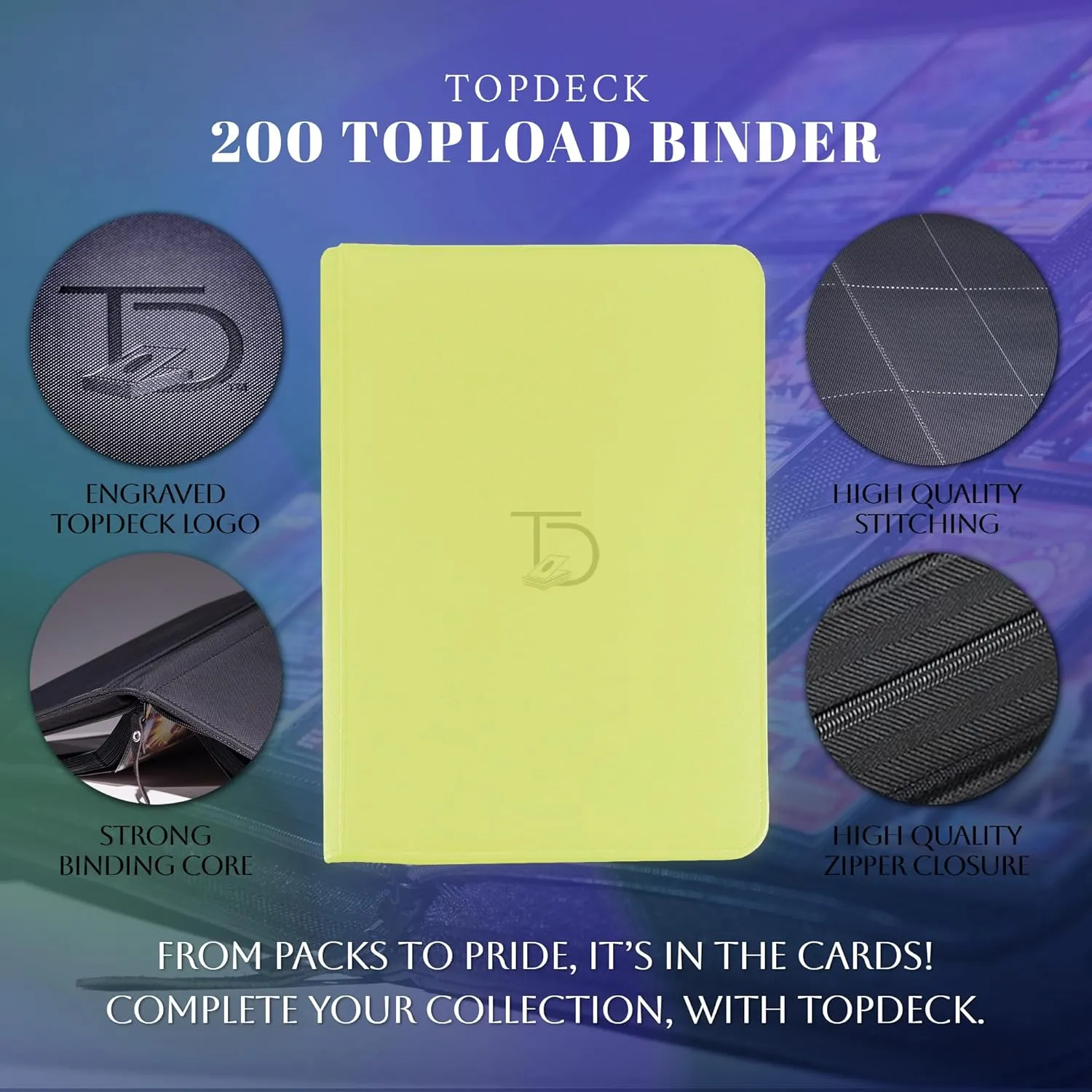 TopDeck TopLoader Binder | Holds 200  Toploaders Hard Cases | 9 Pocket Trading Cards Album | Long Term Storage Binder | Side Load Sleeves | Pokemon/MTG/Yugioh/TCG Folder | Trading & Sports Holder