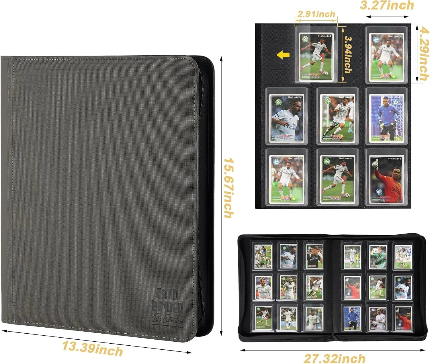 Toploader Binder, 9-Pocket Pages Sleeves Hold up 288 Cards, Toploader Hard Cases,Toploader Card Binder for MTG, TCG, Sport Card, Game Cards, Durable Sleeves for Storage & Display(Gary)