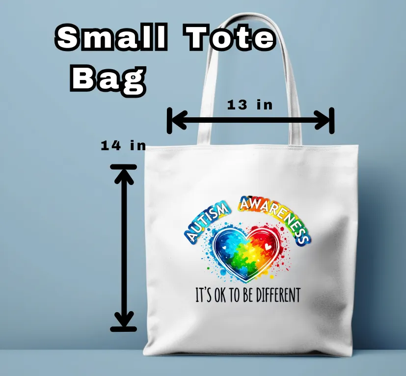 Tote Bag-Cause-Autism Awareness Heart It's Ok To Be Different