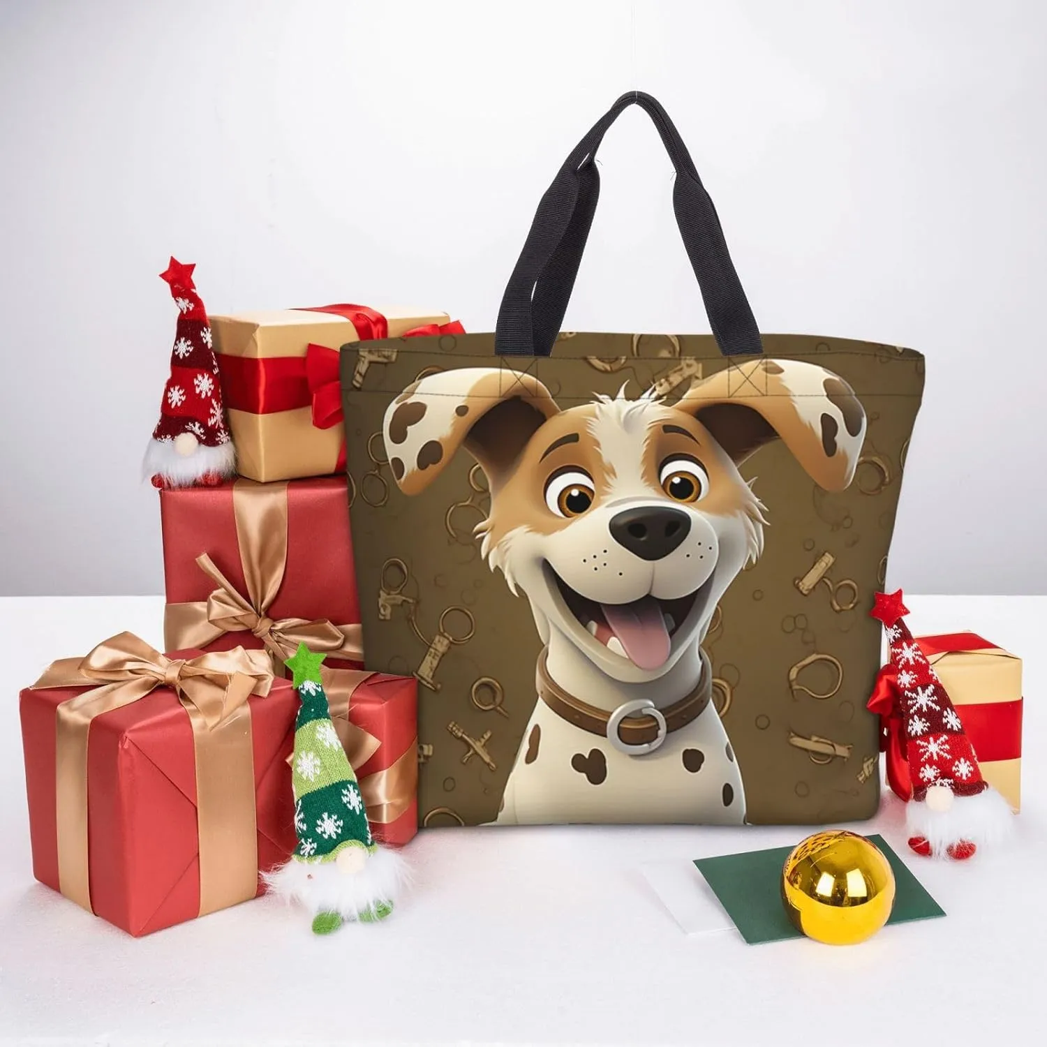 Tote Bag for Women Cartoon Pears Shoulder Bag with Zipper Handbag Large Capacity Reusable Grocery Bag