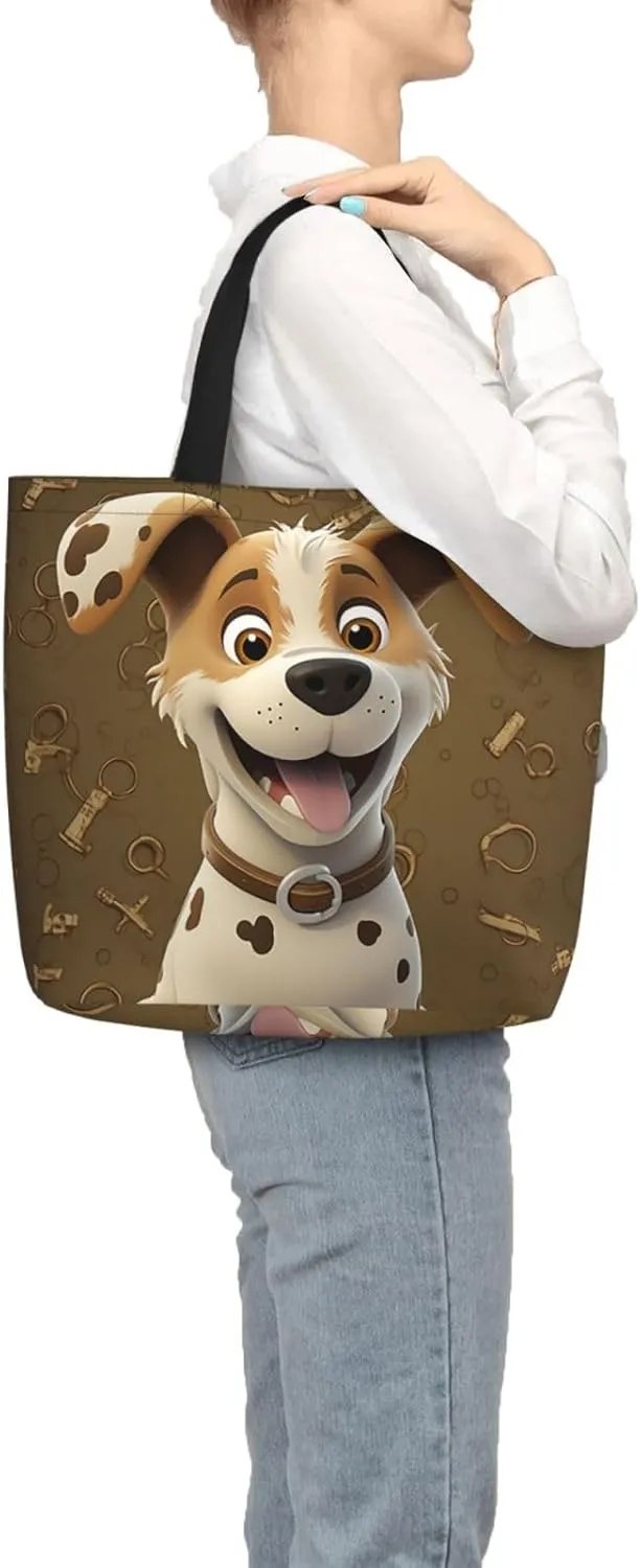 Tote Bag for Women Cartoon Pears Shoulder Bag with Zipper Handbag Large Capacity Reusable Grocery Bag