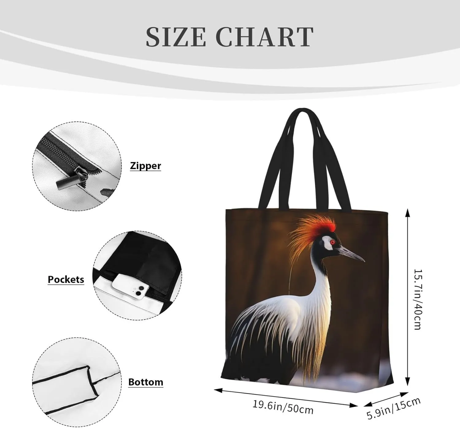 Tote Bag for Women Cupcakes Donuts Shoulder Bag with Zipper Handbag Large Capacity Reusable Grocery Bag