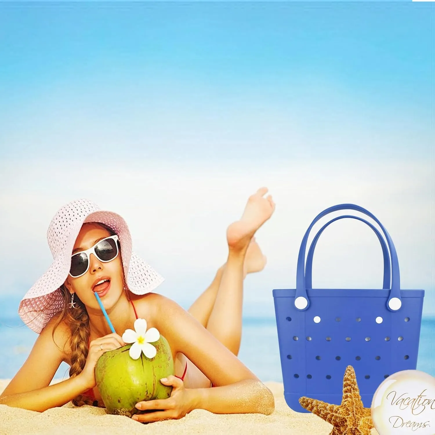 Tote Bag for Women-Extra Large Rubber Beach Bag, Large Waterproof Sandproof Travel Tote Bags for Beach Outdoor Sports