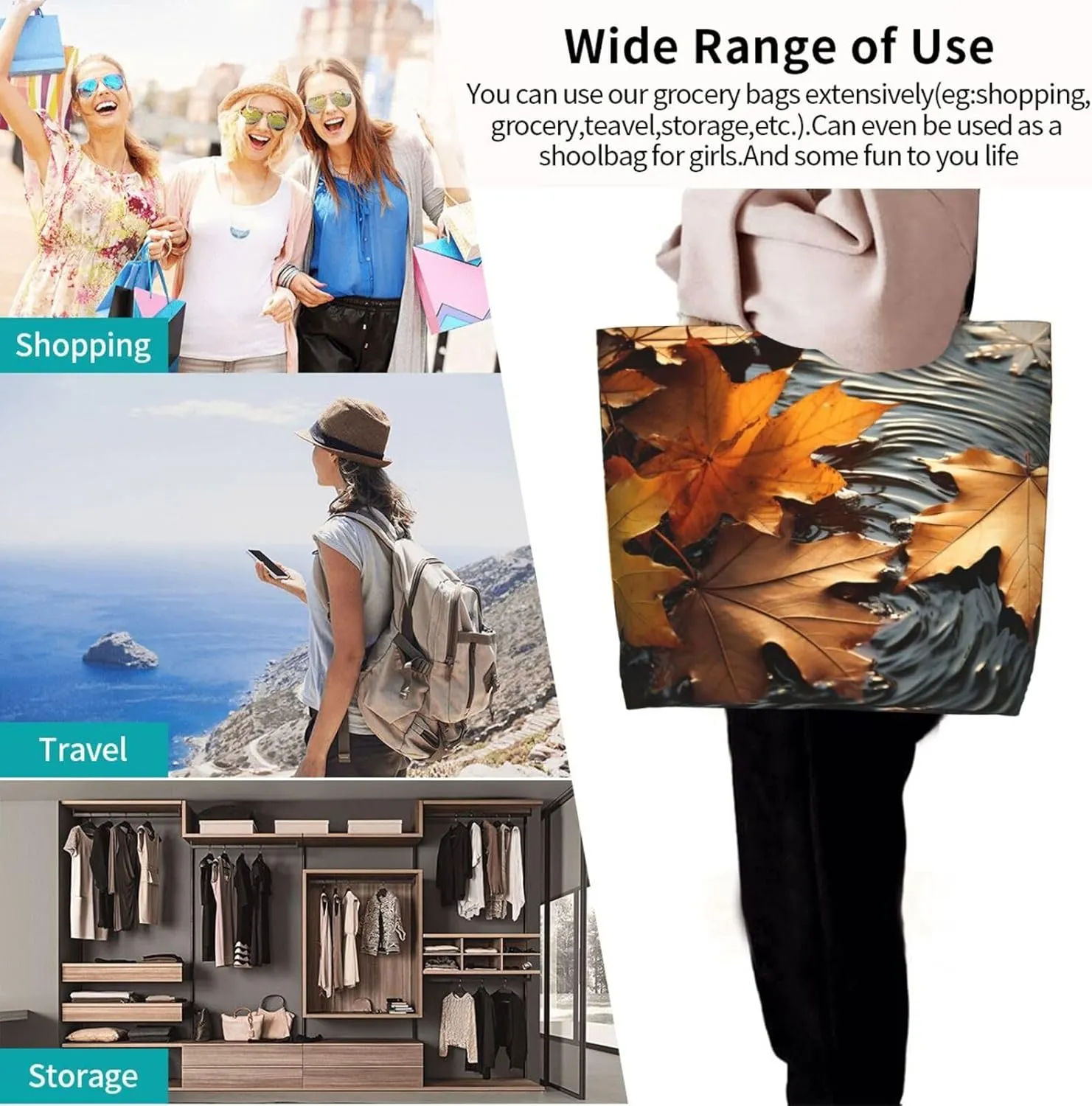 Tote Bag for Women Grocery Bag Reusable Shopping Bag Math question Handbag Foldable Shoulder Bag