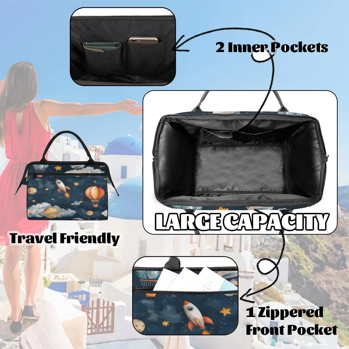 Tote Bag for Women, Lightweight Tote Bag with Zipper, Large Shoulder Bag Handbag for Travel, Work