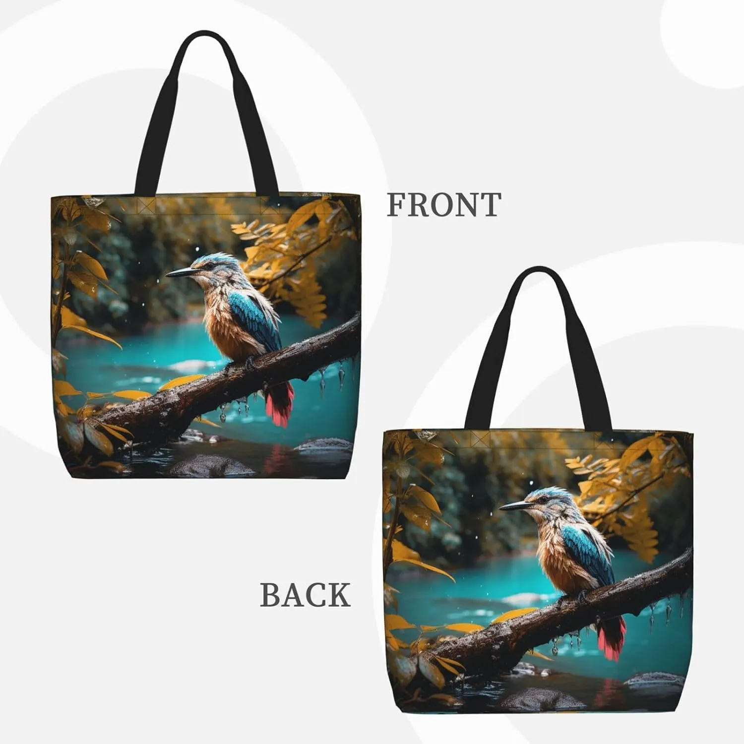 Tote Bag for Women Man On Boat In Lake Shoulder Bag with Zipper Handbag Large Capacity Reusable Grocery Bag