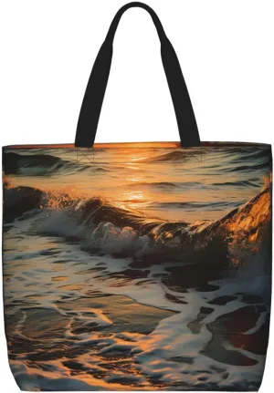 Tote Bag for Women Man On Boat In Lake Shoulder Bag with Zipper Handbag Large Capacity Reusable Grocery Bag