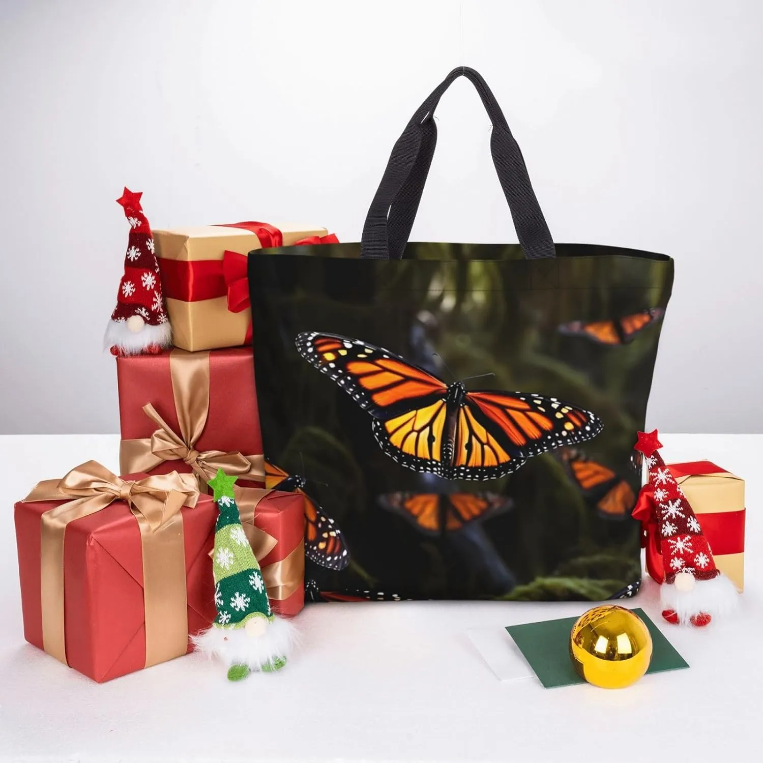 Tote Bag for Women Plaid Red and Black Shoulder Bag with Zipper Handbag Large Capacity Reusable Grocery Bag
