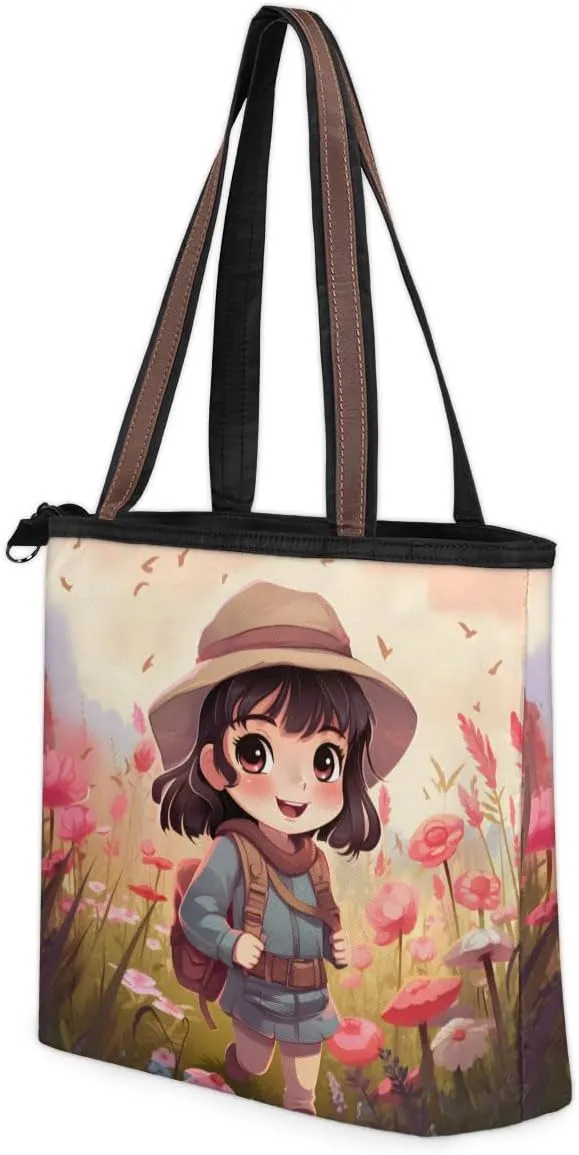 Tote Bag for Women with Zipper Large Capacity Top Handle Casual Shoulder Bag Handbag Reusable Shopping
