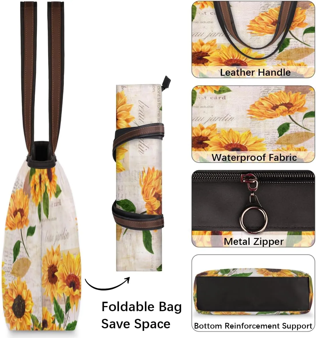 Tote Bag for Women with Zipper Large Capacity Top Handle Casual Shoulder Bag Handbag Reusable Shopping