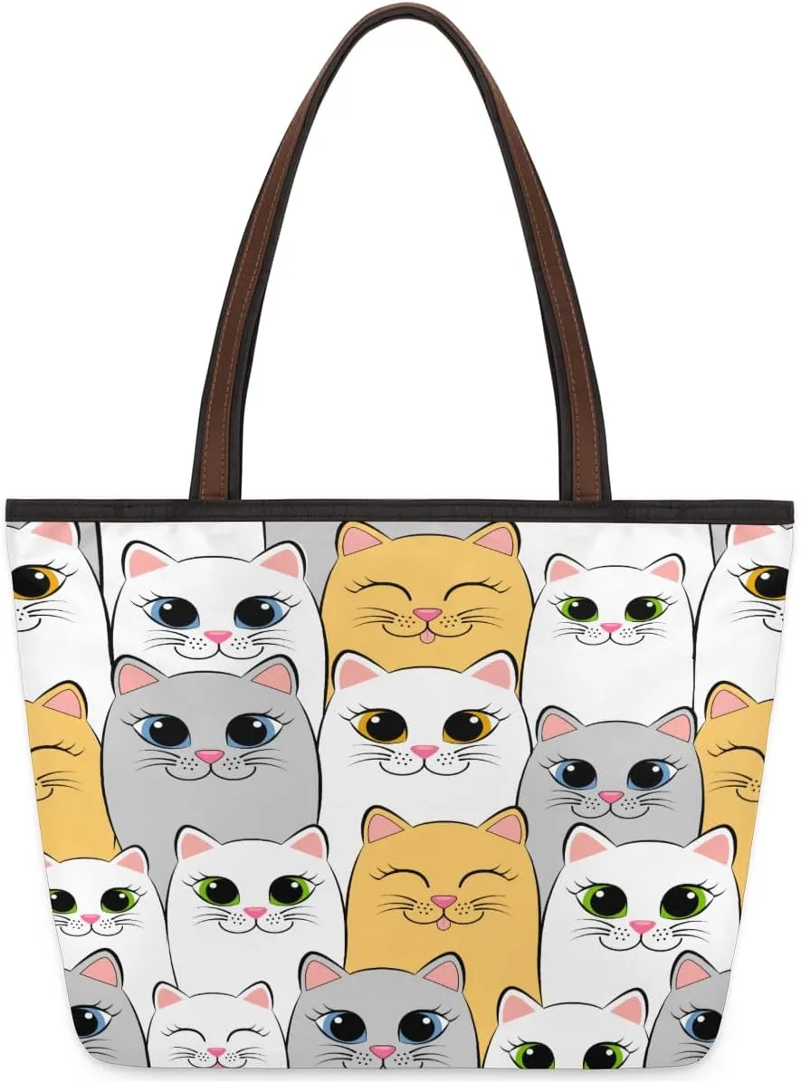 Tote Bag for Women with Zipper Large Capacity Top Handle Casual Shoulder Bag Handbag Reusable Shopping