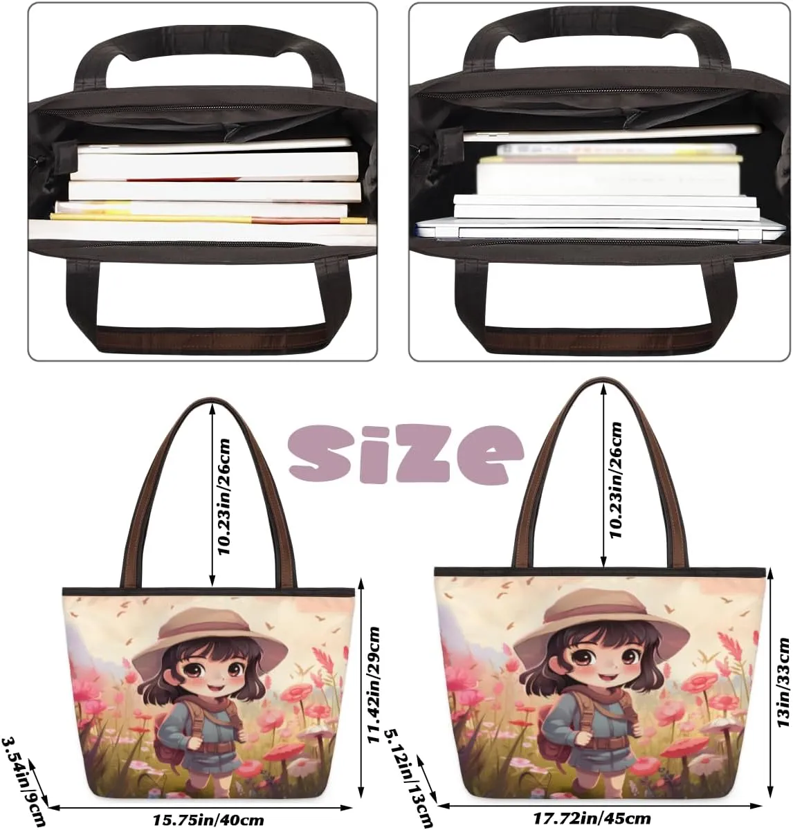 Tote Bag for Women with Zipper Large Capacity Top Handle Casual Shoulder Bag Handbag Reusable Shopping