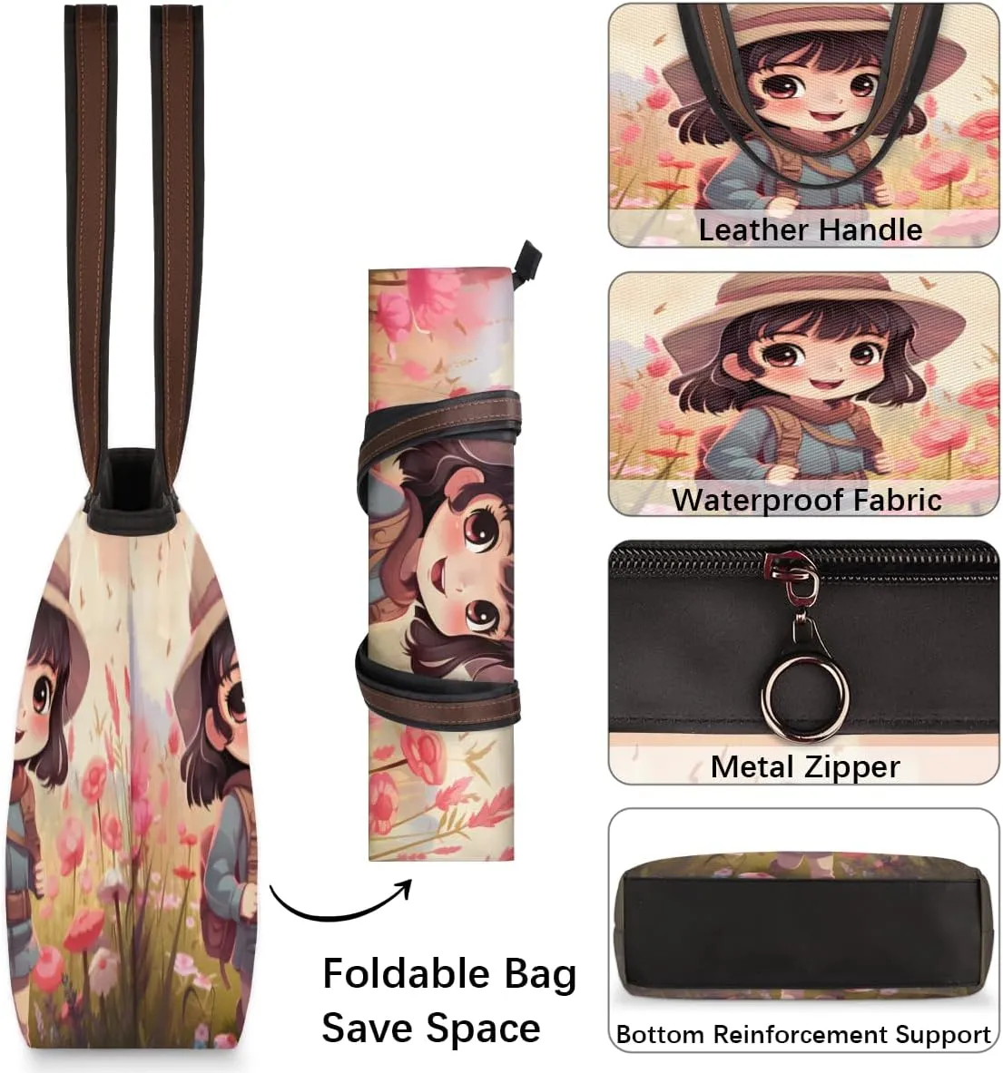 Tote Bag for Women with Zipper Large Capacity Top Handle Casual Shoulder Bag Handbag Reusable Shopping