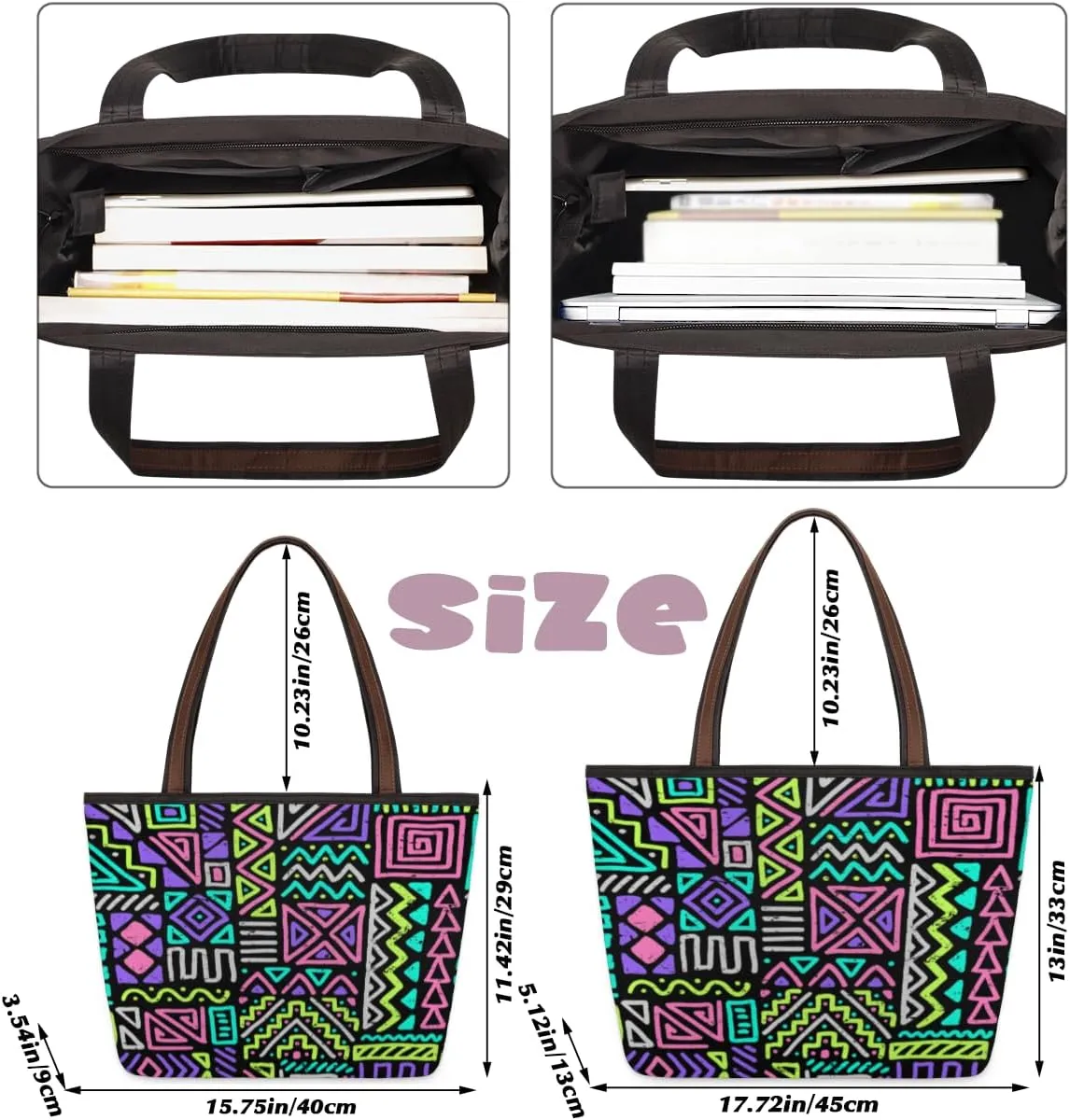 Tote Bag for Women with Zipper Large Capacity Top Handle Casual Shoulder Bag Handbag Reusable Shopping