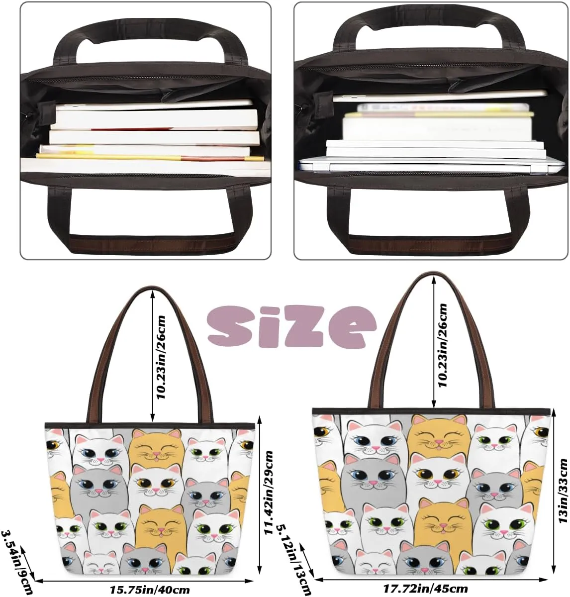 Tote Bag for Women with Zipper Large Capacity Top Handle Casual Shoulder Bag Handbag Reusable Shopping