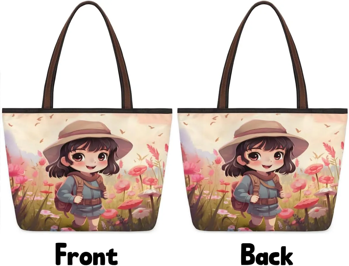 Tote Bag for Women with Zipper Large Capacity Top Handle Casual Shoulder Bag Handbag Reusable Shopping