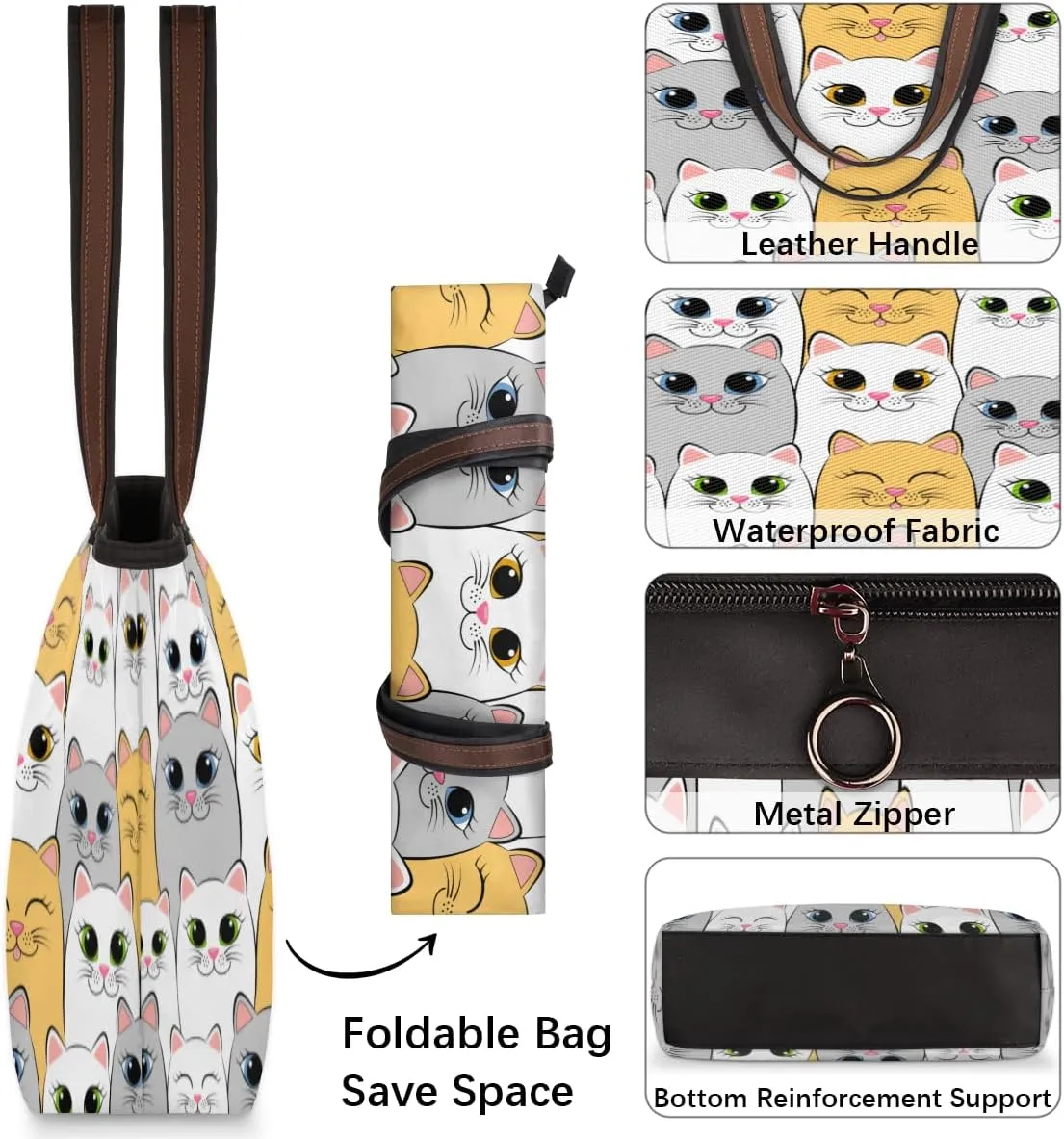 Tote Bag for Women with Zipper Large Capacity Top Handle Casual Shoulder Bag Handbag Reusable Shopping