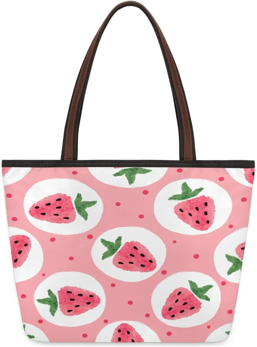 Tote Bag for Women with Zipper Large Capacity Top Handle Casual Shoulder Bag Handbag Reusable Shopping