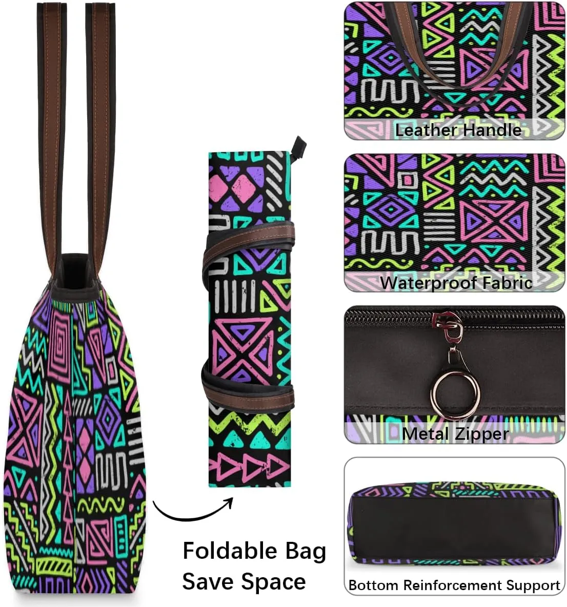 Tote Bag for Women with Zipper Large Capacity Top Handle Casual Shoulder Bag Handbag Reusable Shopping
