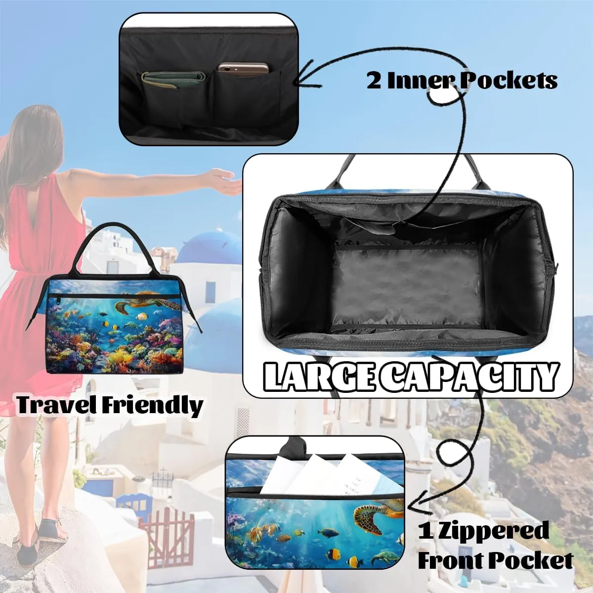 Tote Bag for Women with Zipper, Large Shoulder Bag Handbag for Travel Sports Work