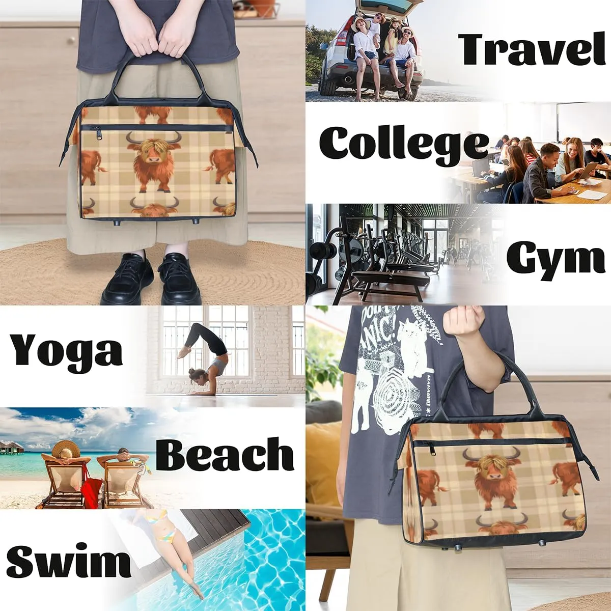 Tote Bag for Women with Zipper, Lightweight Travel Tote Bag Large Shoulder Bag Handbag for Work, Gym